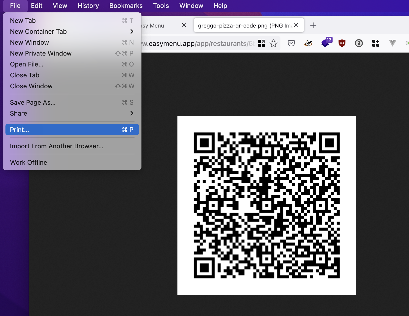2. Imprimez le QR Code